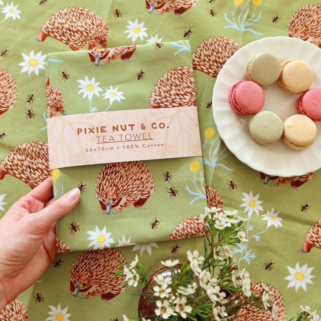 Australian Wildflower Tea Towel - Echidna