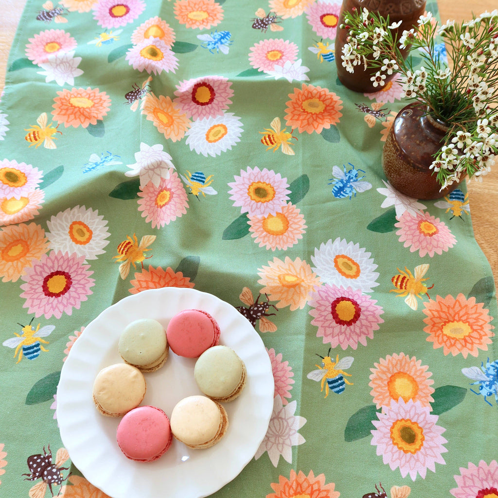 Australian Wildflower Tea Towel - Native Bees