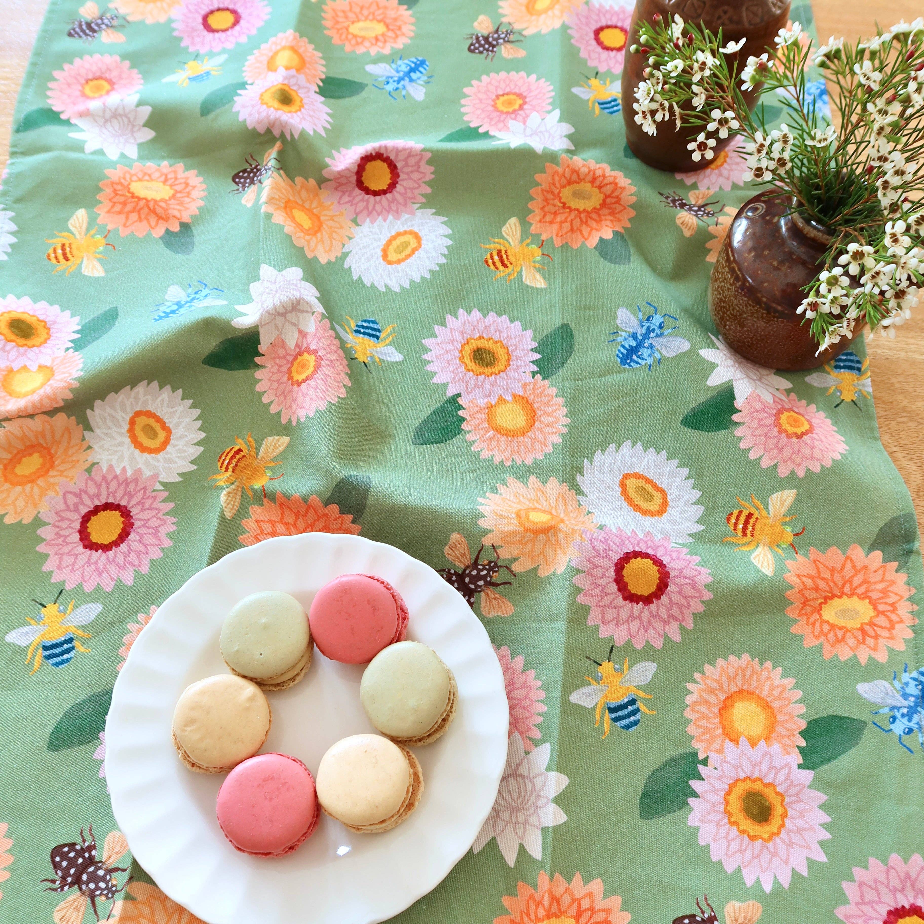 Australian Wildflower Tea Towel - Native Bees