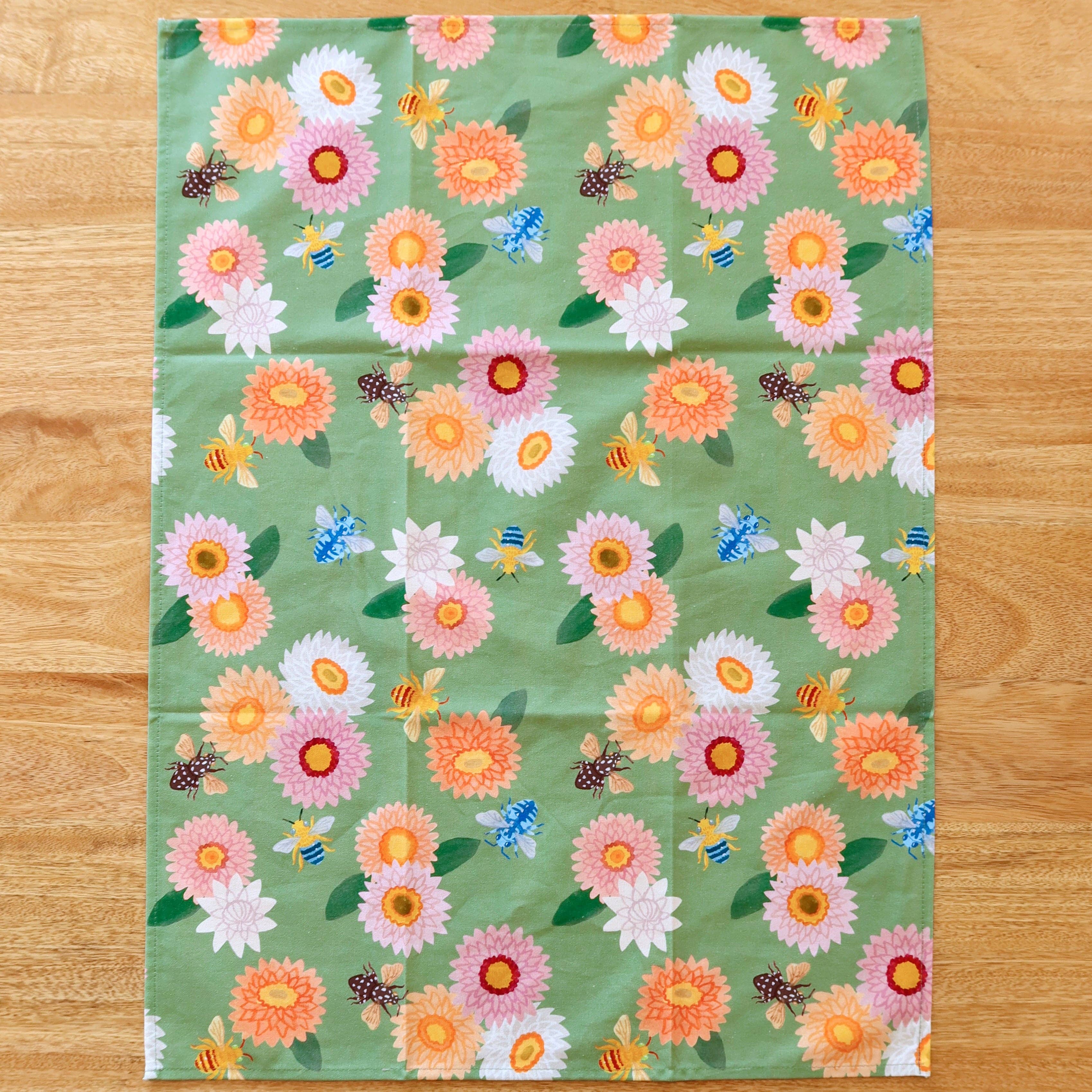Australian Wildflower Tea Towel - Native Bees